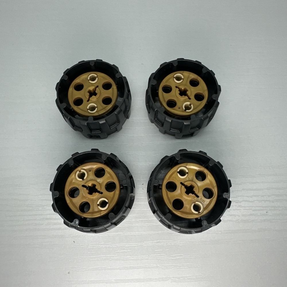 Lego Technic Wheel Hard Plastic, Treaded with 7‎ Pin Holes Set Of 4 (22410)